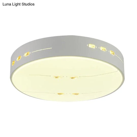 Led Flush Mount Light With Crystal Accent White Simple Style - Rectangle/Square/Round Design