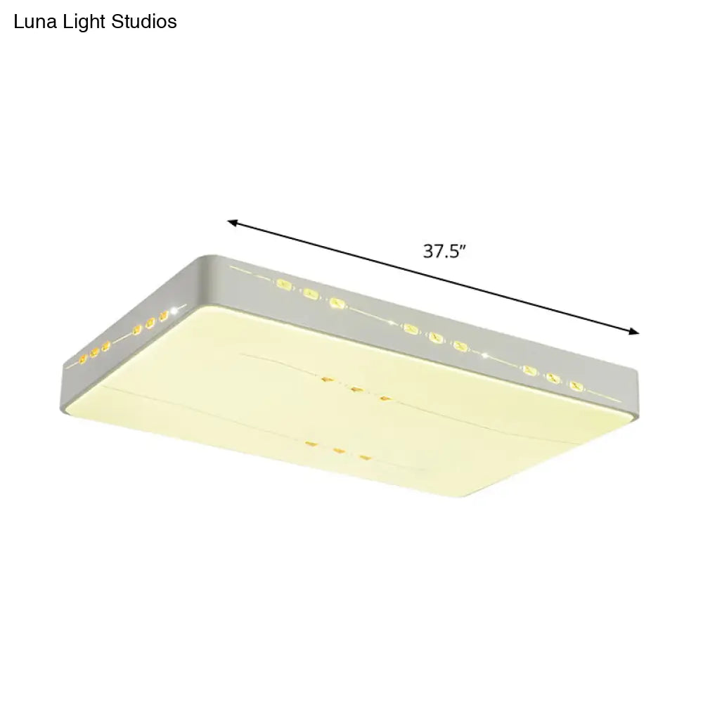 Led Flush Mount Light With Crystal Accent White Simple Style - Rectangle/Square/Round Design