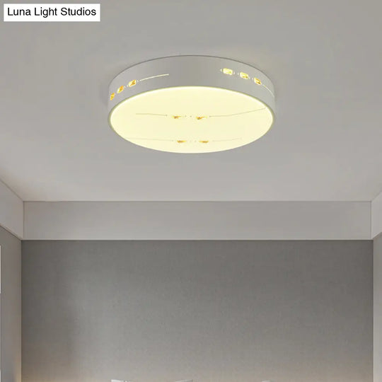 Led Flush Mount Light With Crystal Accent White Simple Style - Rectangle/Square/Round Design