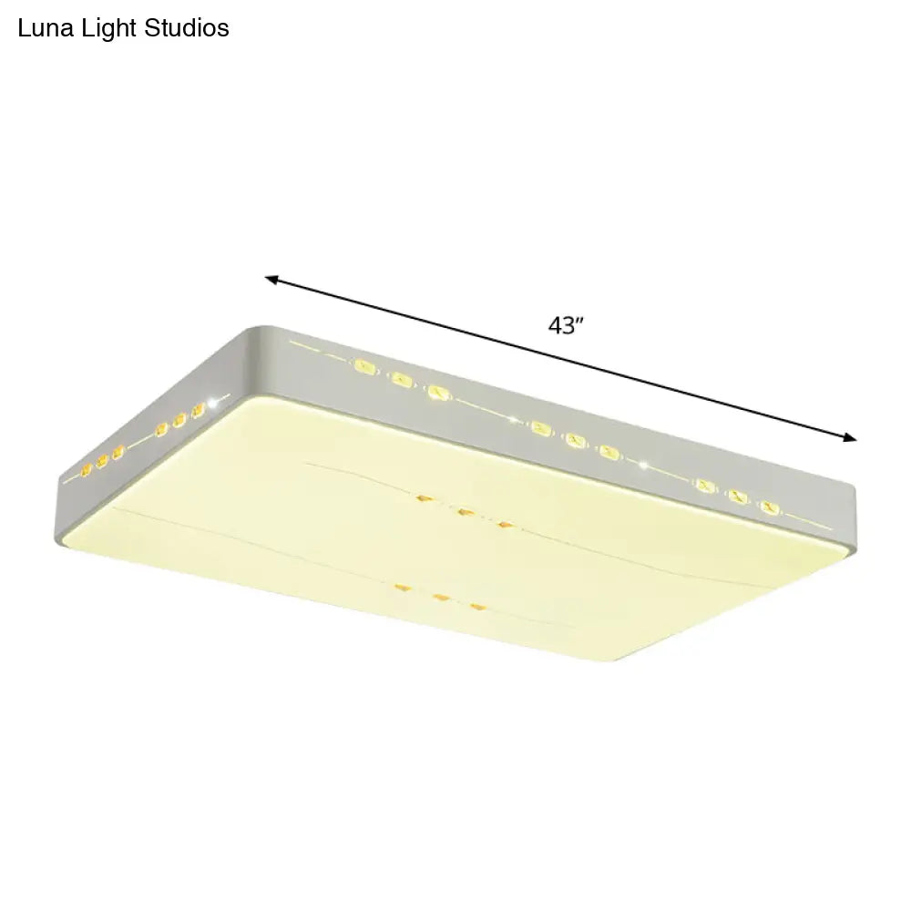 Led Flush Mount Light With Crystal Accent White Simple Style - Rectangle/Square/Round Design