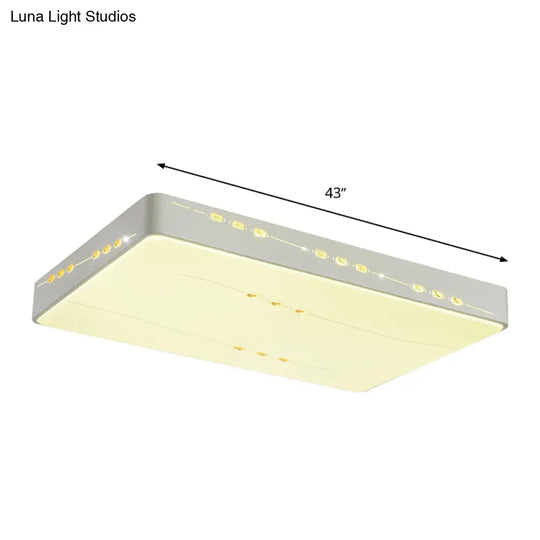 Led Flush Mount Light With Crystal Accent White Simple Style - Rectangle/Square/Round Design