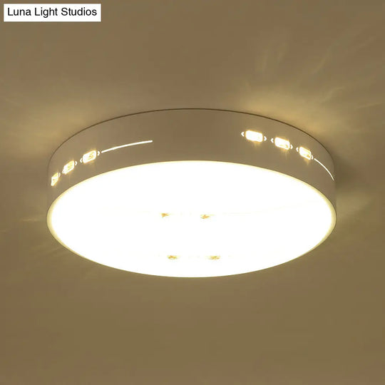 Led Flush Mount Light With Crystal Accent White Simple Style - Rectangle/Square/Round Design