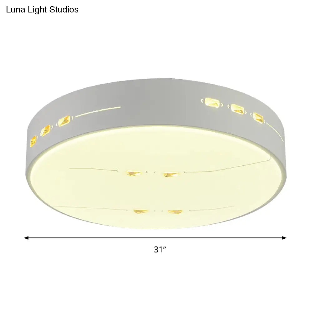 Led Flush Mount Light With Crystal Accent White Simple Style - Rectangle/Square/Round Design