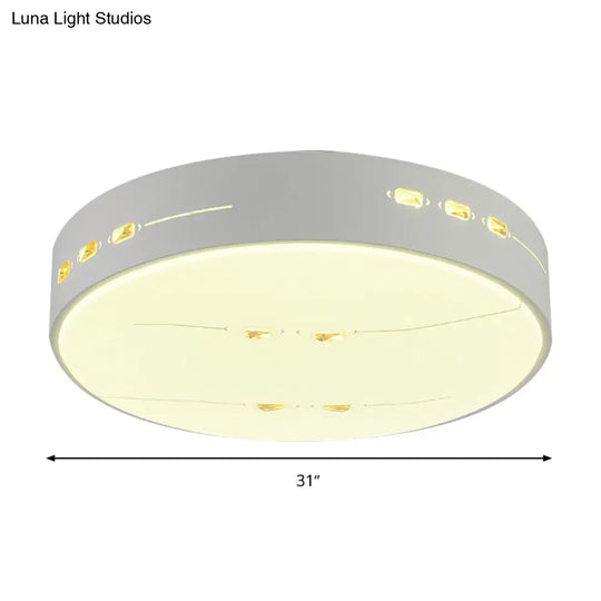 Led Flush Mount Light With Crystal Accent White Simple Style - Rectangle/Square/Round Design