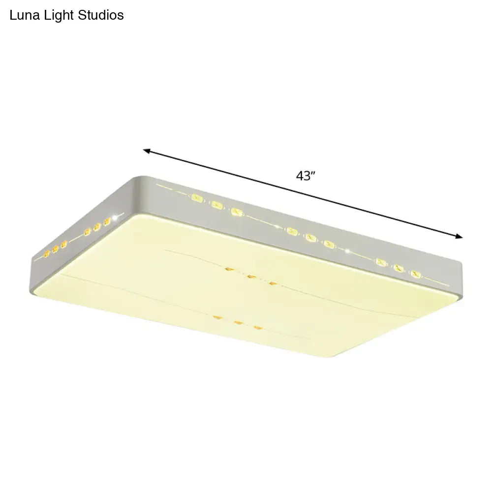 Led Flush Mount Light With Crystal Accent White Simple Style - Rectangle/Square/Round Design