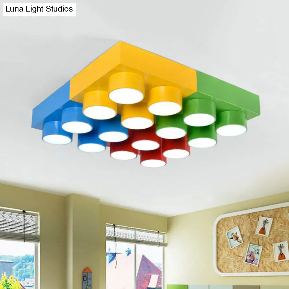 Led Flush Mount Metallic Children’s Ceiling Light For Toy Brick Kindergarten