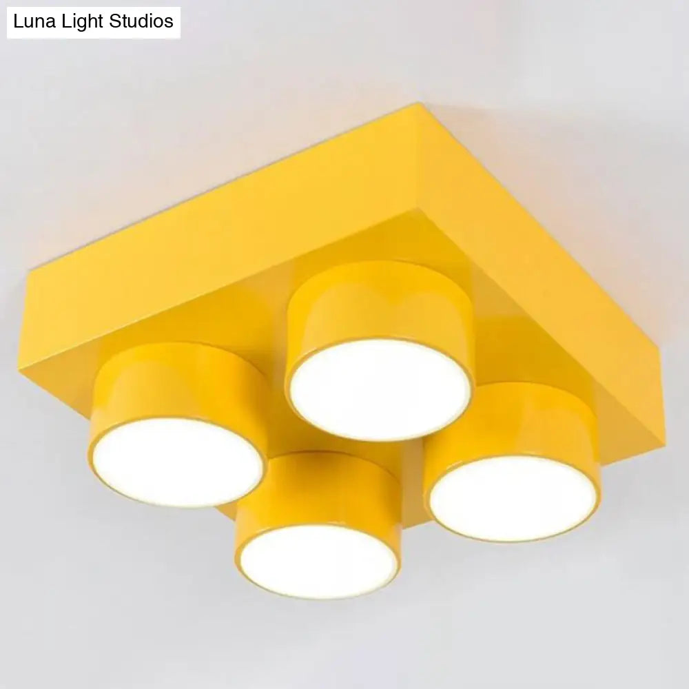 Led Flush Mount Metallic Childrens Ceiling Light For Toy Brick Kindergarten Yellow / 15.5