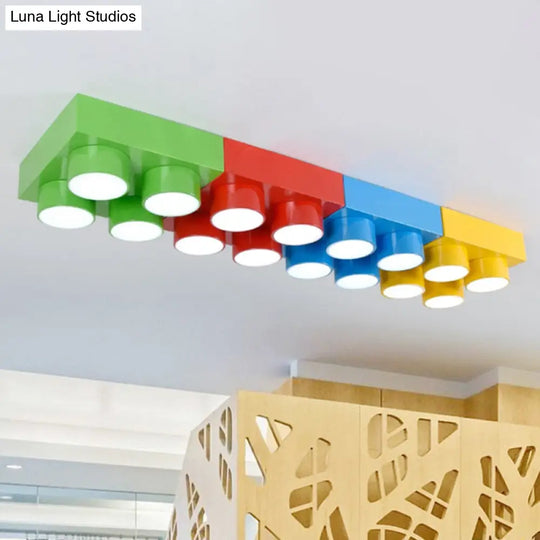 Led Flush Mount Metallic Children’s Ceiling Light For Toy Brick Kindergarten