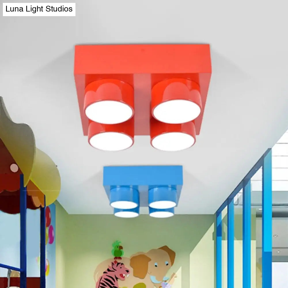 Led Flush Mount Metallic Children’s Ceiling Light For Toy Brick Kindergarten