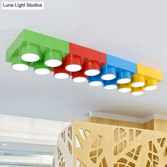 Led Flush Mount Metallic Childrens Ceiling Light For Toy Brick Kindergarten