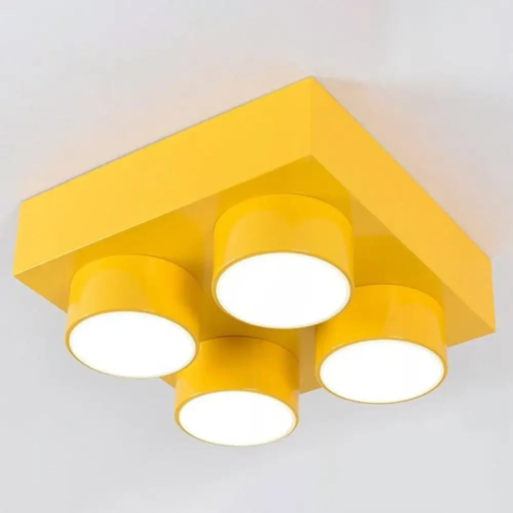 Led Flush Mount Metallic Children’s Ceiling Light For Toy Brick Kindergarten Yellow / 15.5’