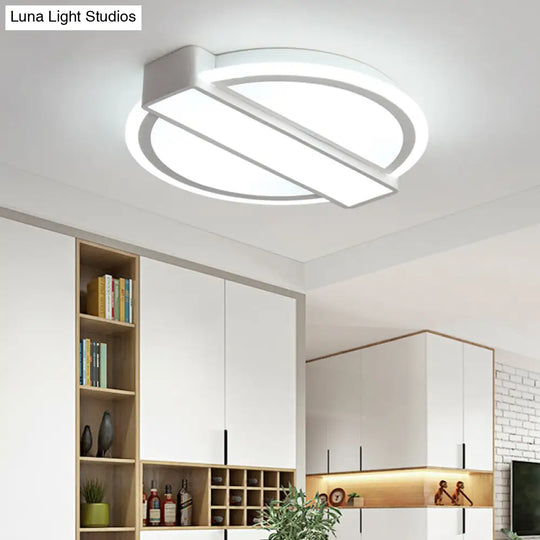 Led Flushmount Ceiling Light With Acrylic Shade - White Round And Rectangle Design