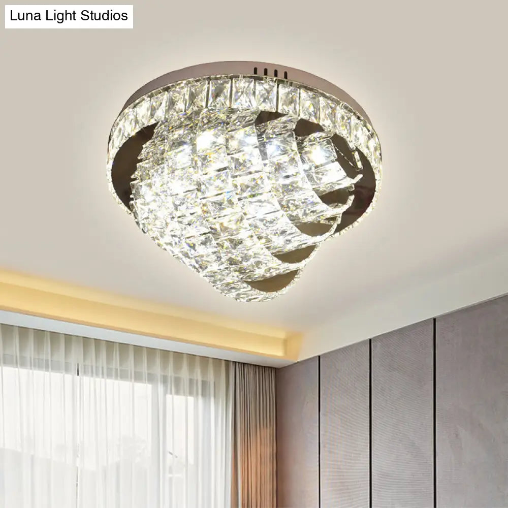 Led Flushmount Crystal Ceiling Lamp - 18’/22’ Simple Style Chrome Finish