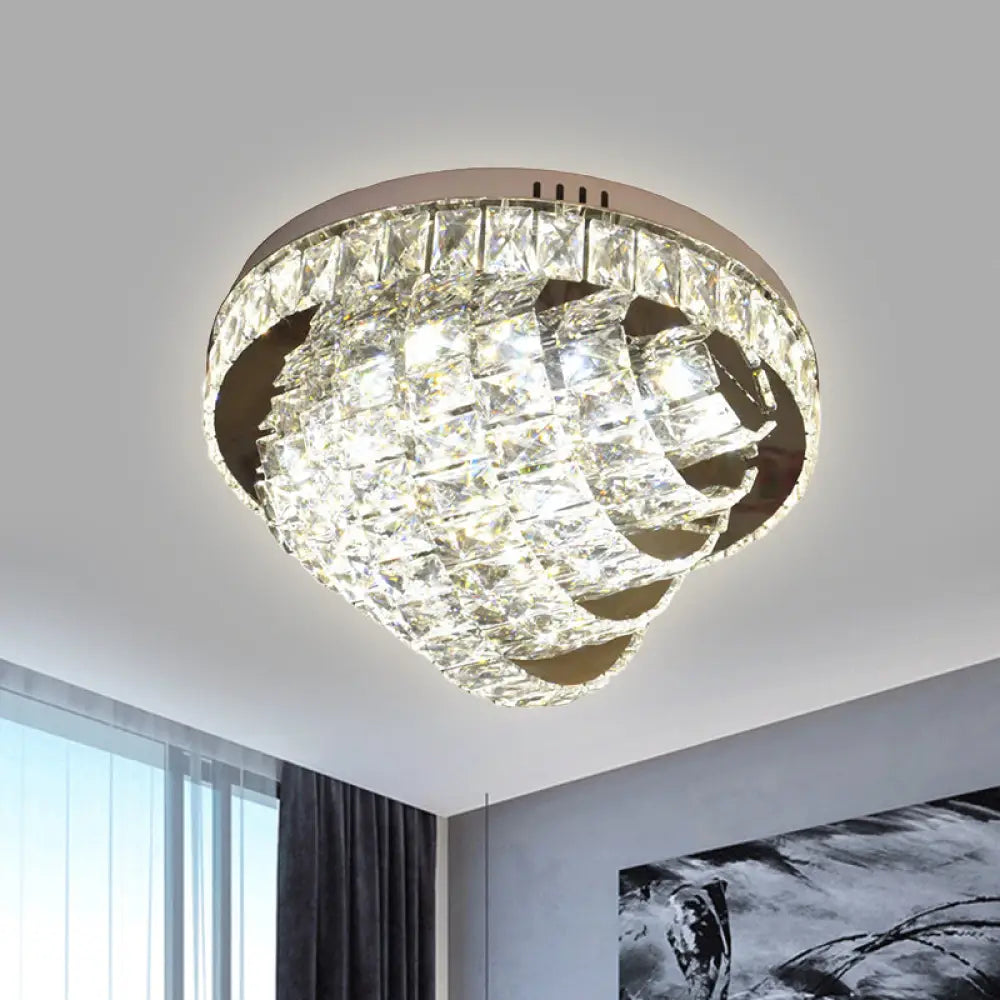 Led Flushmount Crystal Ceiling Lamp - 18’/22’ Simple Style Chrome Finish / 18’