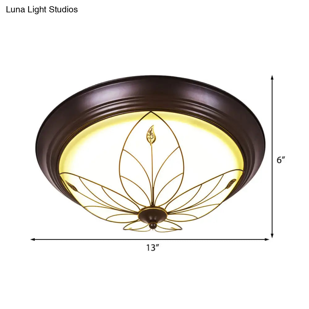 Led Frosted Glass Flush Mount Light Fixture - Traditional White Bowl Design For Corridor Ceiling