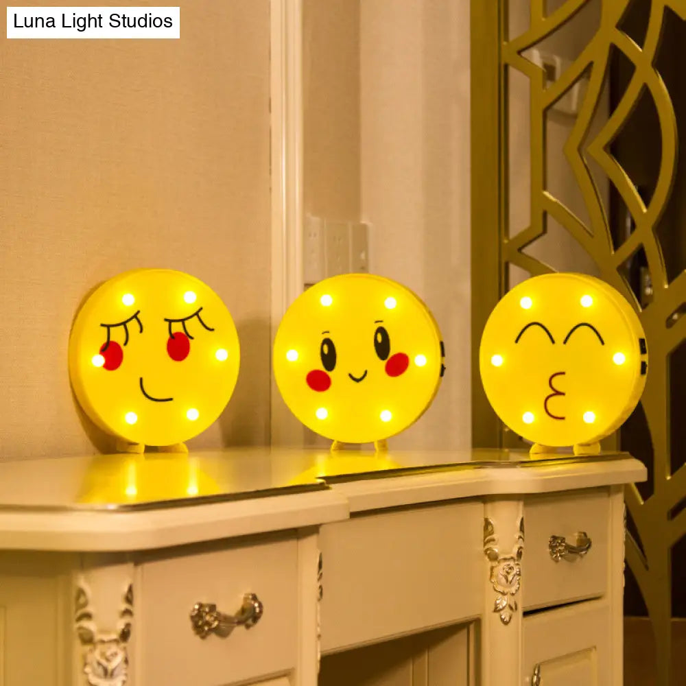 Led Funny Emoji Expression Wall Light - Modern Yellow Nightstand Lamp