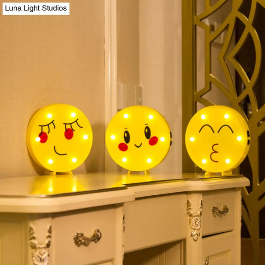 Led Funny Emoji Expression Wall Light - Modern Yellow Nightstand Lamp