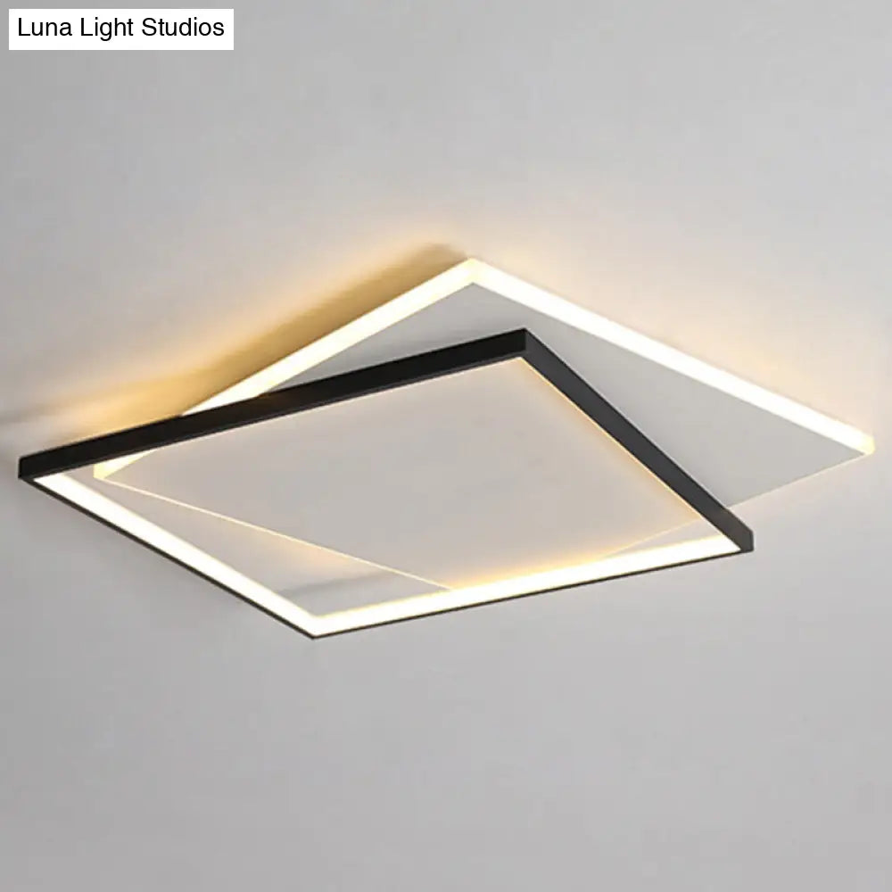 Led Geometric Double Square Ceiling Lamp With Acrylic Shade - Sleek Flush Mount Lighting 20.5 / Warm