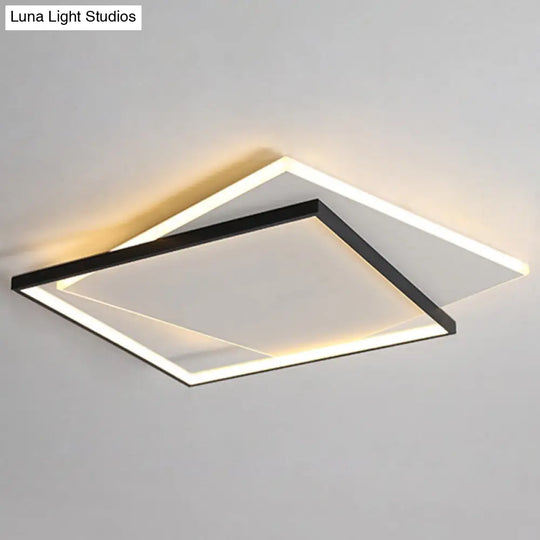 Led Geometric Double Square Ceiling Lamp With Acrylic Shade - Sleek Flush Mount Lighting 20.5 / Warm