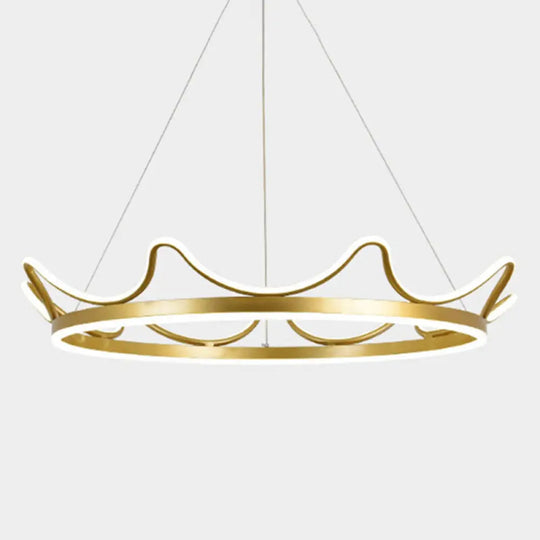 Led Gold Crown Chandelier: Minimalistic Acrylic Pendant Light For Living Room / 20.5’(53Cm) White