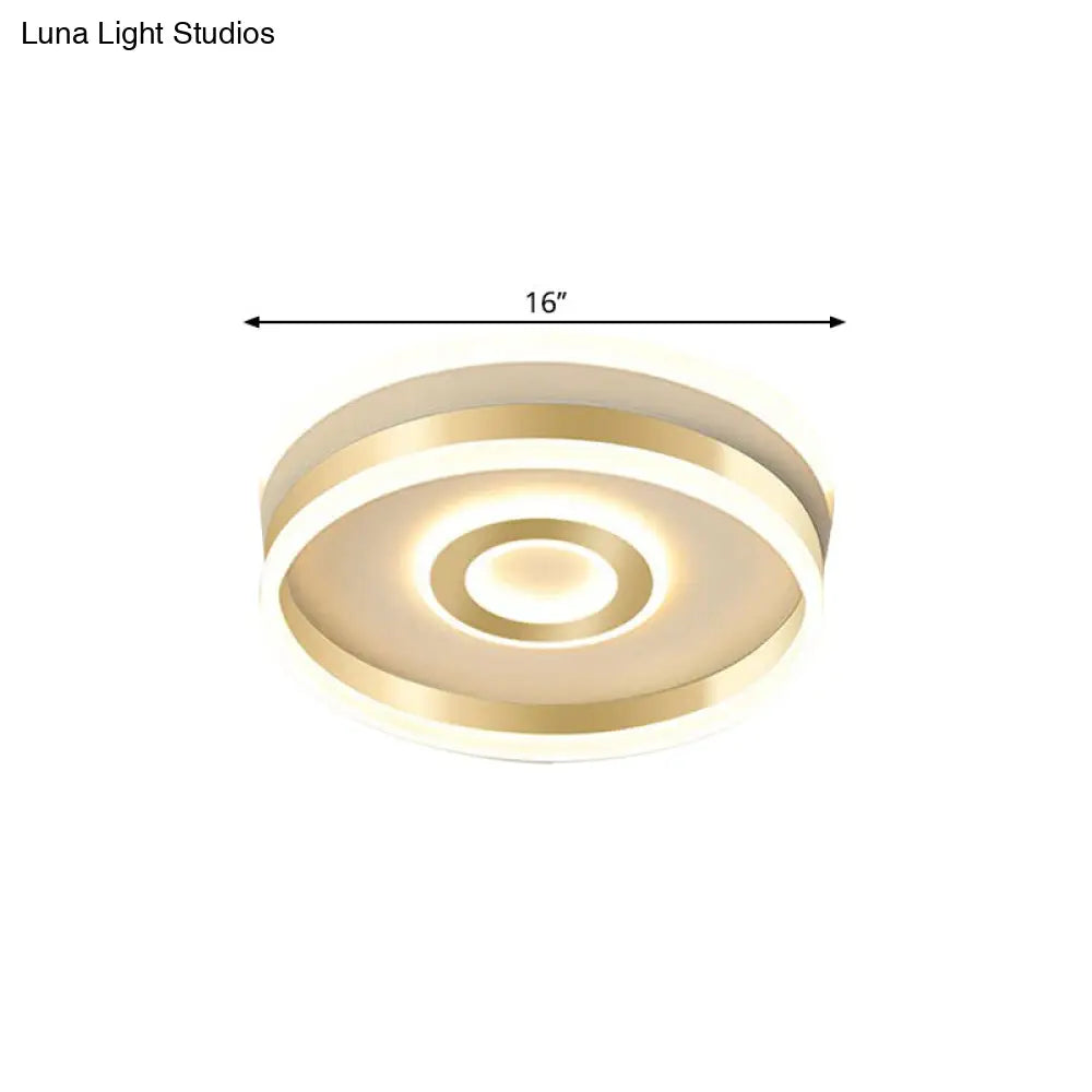 Led Gold Metallic Hoop Flush Mount Lamp In Warm/White Light 16’/19.5’ Wide