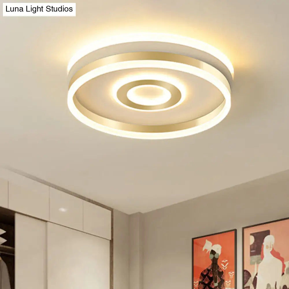 Led Gold Metallic Hoop Flush Mount Lamp In Warm/White Light 16/19.5 Wide / 16 Warm