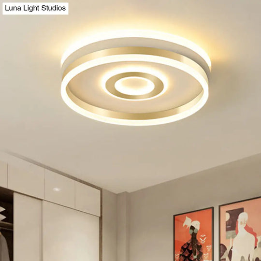 Led Gold Metallic Hoop Flush Mount Lamp In Warm/White Light 16/19.5 Wide / 16 Warm