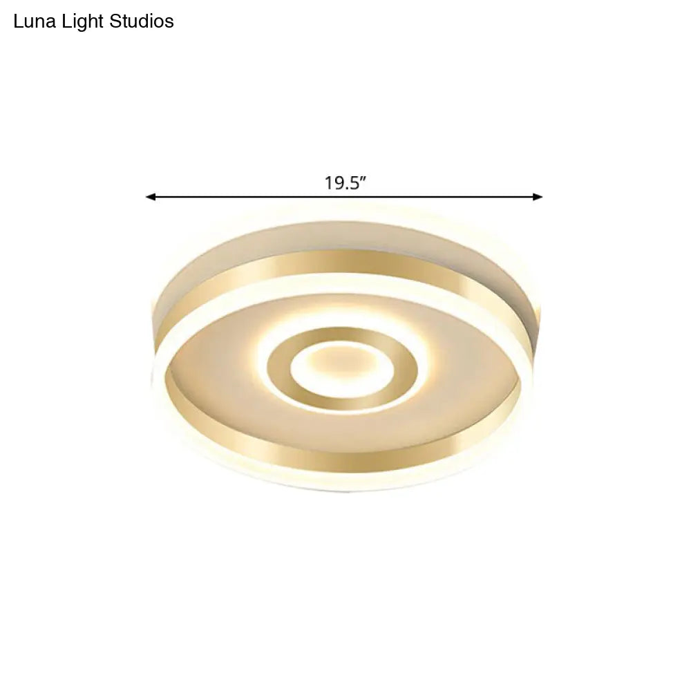 Led Gold Metallic Hoop Flush Mount Lamp In Warm/White Light 16/19.5 Wide