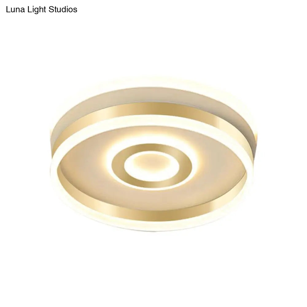 Led Gold Metallic Hoop Flush Mount Lamp In Warm/White Light 16/19.5 Wide