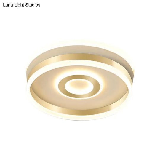 Led Gold Metallic Hoop Flush Mount Lamp In Warm/White Light 16’/19.5’ Wide