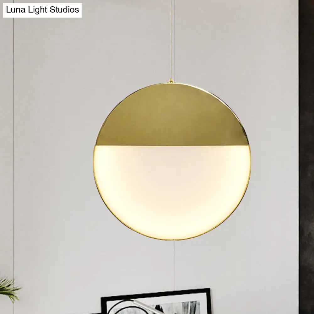 Led Gold Milk Glass Pendant Ceiling Lamp For Modern Living Room’