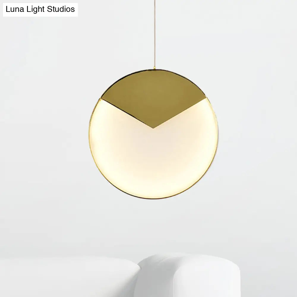 Led Gold Milk Glass Pendant Ceiling Lamp For Modern Living Room’