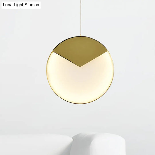 Led Gold Milk Glass Pendant Ceiling Lamp For Modern Living Room’