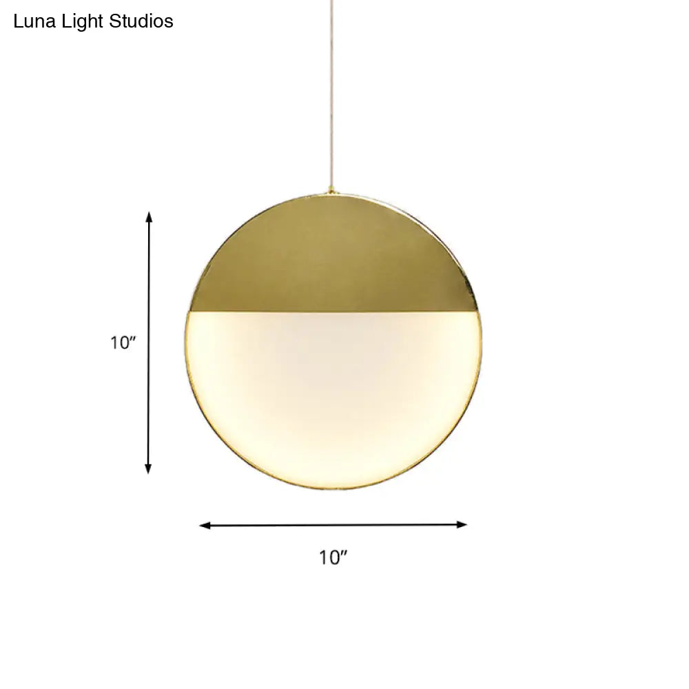 Led Gold Milk Glass Pendant Ceiling Lamp For Modern Living Room’