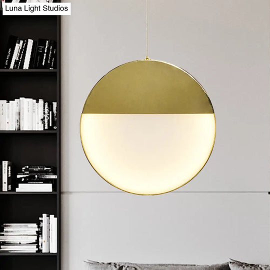 Post Modern Gold Milk Glass Pendant Ceiling Lamp For Living Room With Led Lights And Multiple Arc