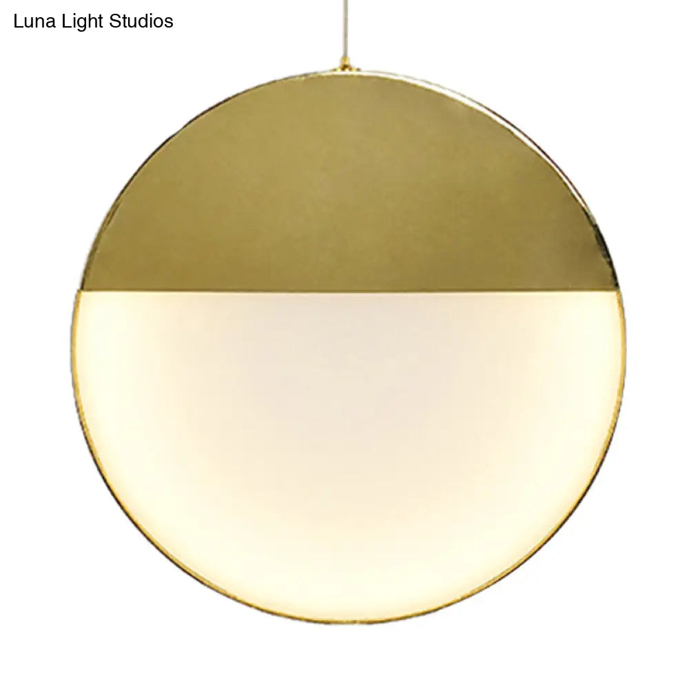 Post Modern Gold Milk Glass Pendant Ceiling Lamp For Living Room With Led Lights And Multiple Arc