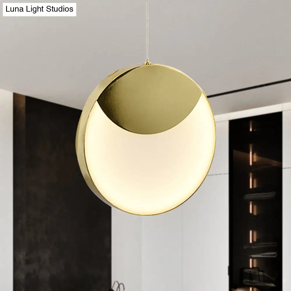 Post Modern Gold Milk Glass Pendant Ceiling Lamp For Living Room With Led Lights And Multiple Arc