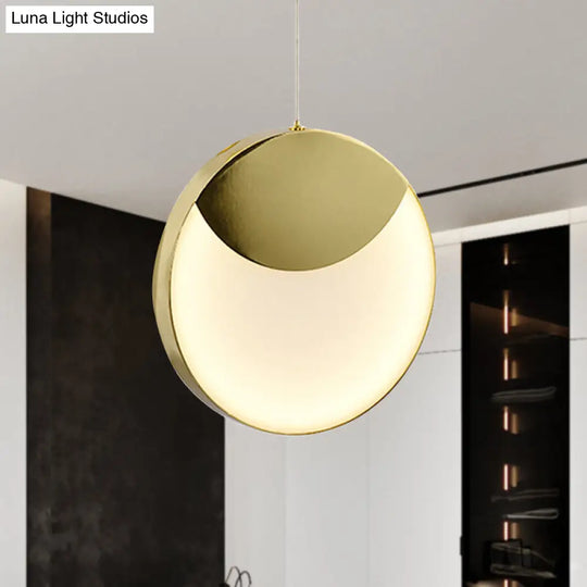 Post Modern Gold Milk Glass Pendant Ceiling Lamp For Living Room With Led Lights And Multiple Arc