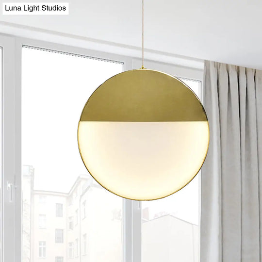 Led Gold Milk Glass Pendant Ceiling Lamp For Modern Living Room’