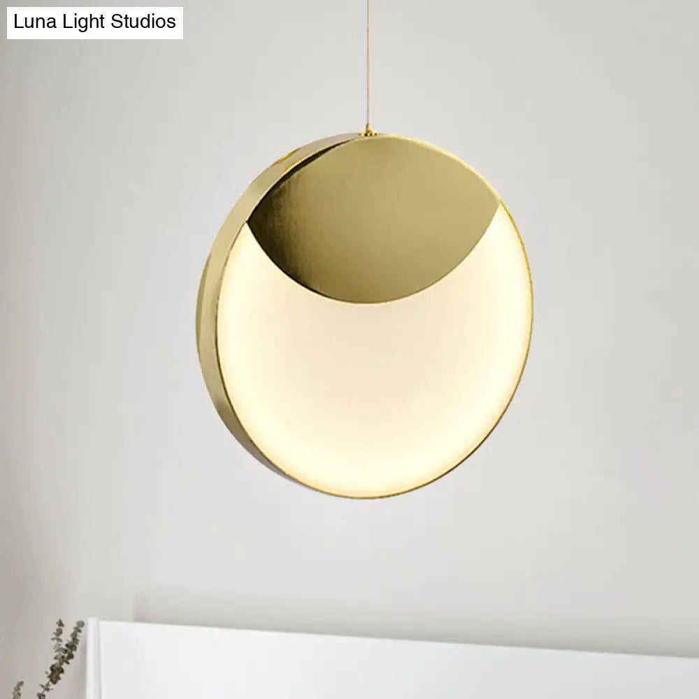 Post Modern Gold Milk Glass Pendant Ceiling Lamp For Living Room With Led Lights And Multiple Arc