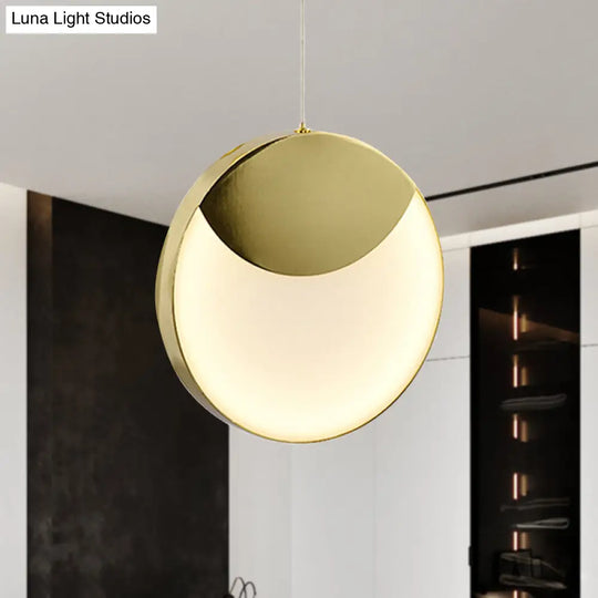 Led Gold Milk Glass Pendant Ceiling Lamp For Modern Living Room’