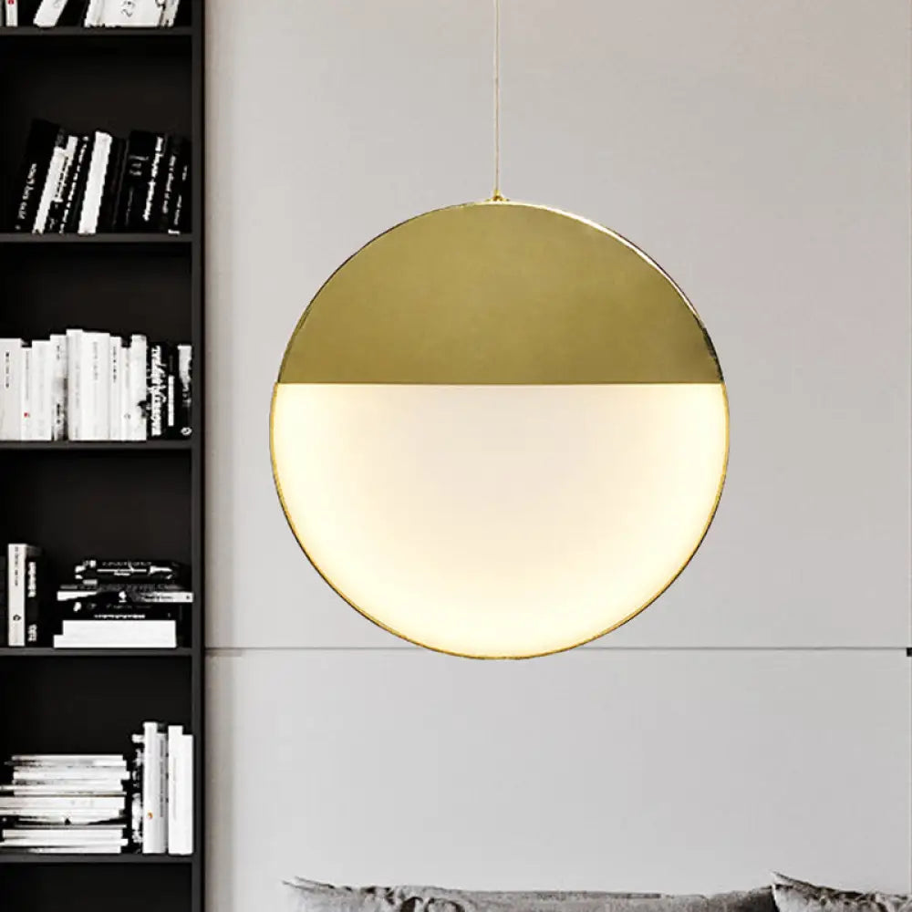 Led Gold Milk Glass Pendant Ceiling Lamp For Modern Living Room’ / Straight