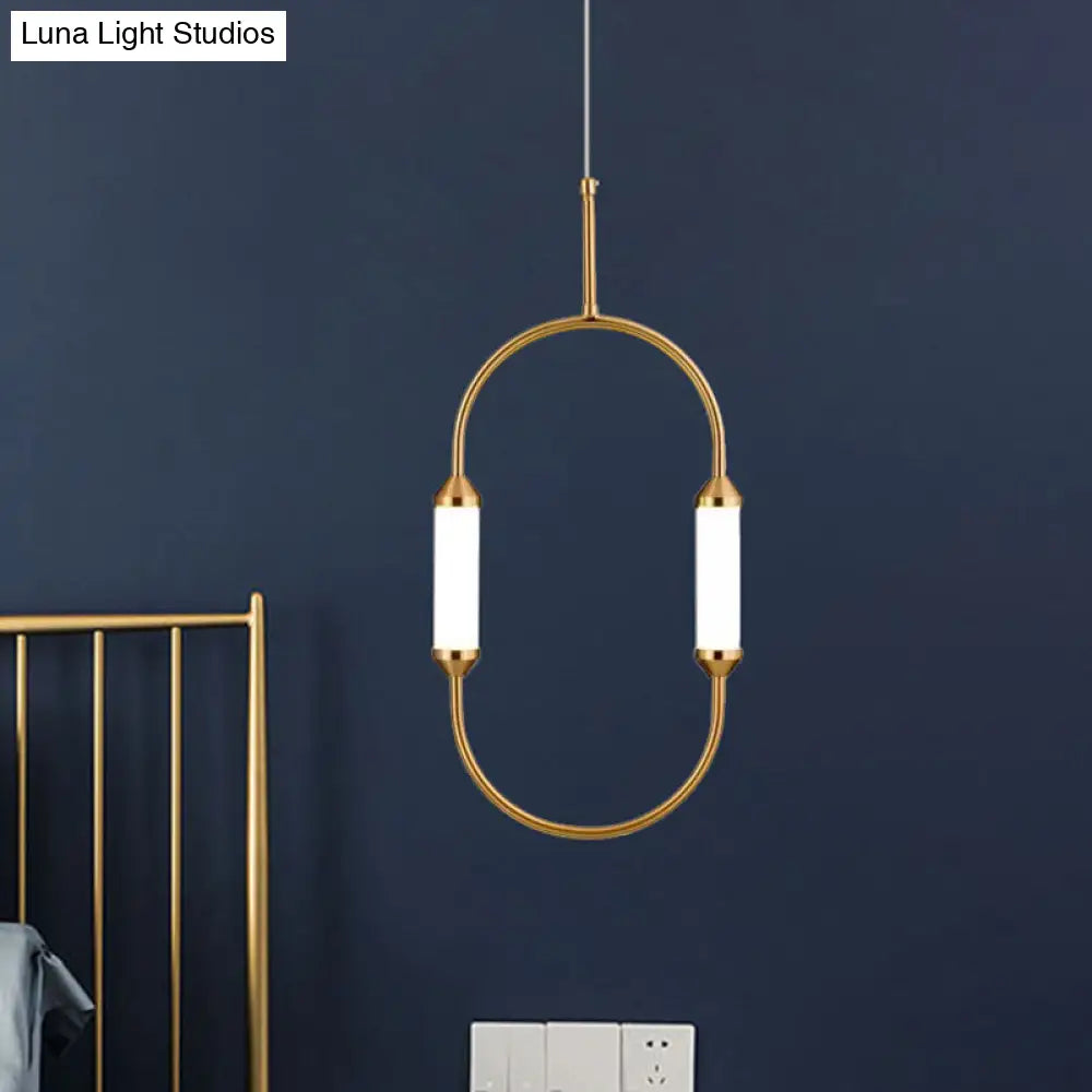 Modern Gold Led Pendant Light With Tube Acrylic Shade - Stylish Hanging Lighting Fixture