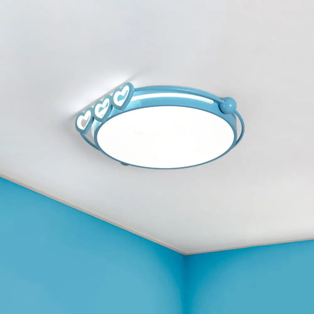 Led Halo Ceiling Light With Acrylic Shade And Heart Decor In Pink/Blue Blue