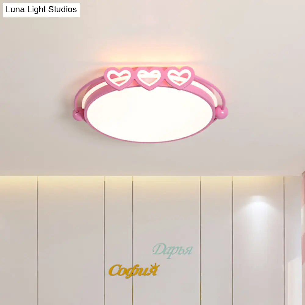 Led Halo Ceiling Light With Acrylic Shade And Heart Decor In Pink/Blue