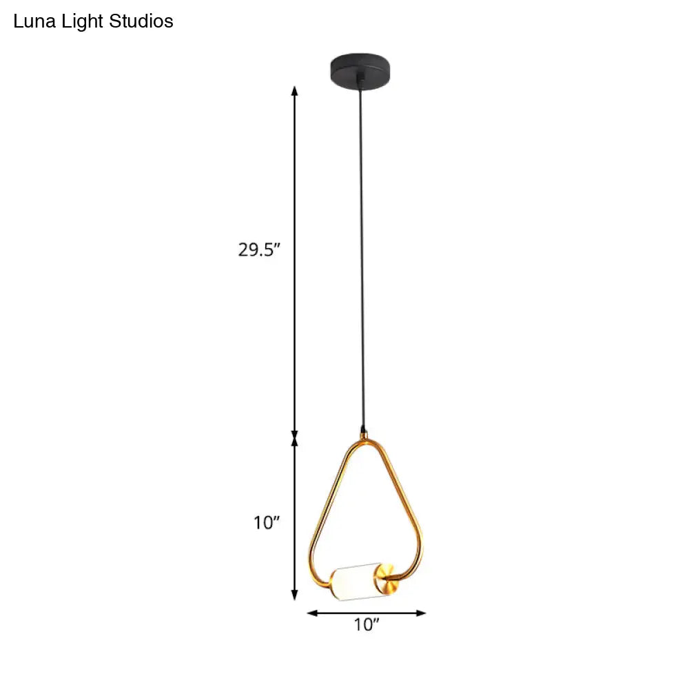 Led Hanging Pendant With White Glass Cylinder Shade And Brass Design – Simple Style