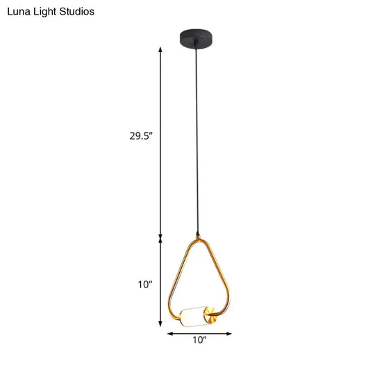 Led Hanging Pendant With White Glass Cylinder Shade And Brass Design – Simple Style