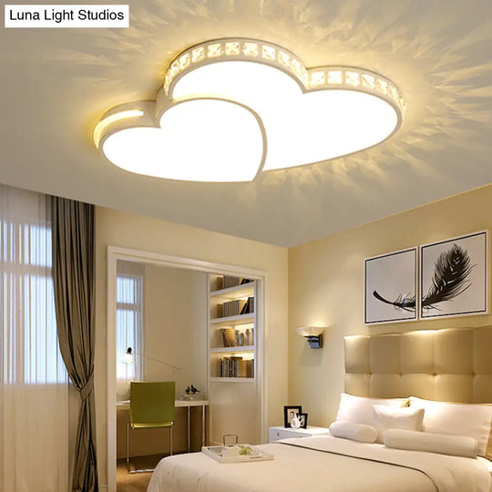 Led Heart Flush Mount Ceiling Light - 20.5/24.5 Simple White Acrylic Warm/White/3 Color Ideal For