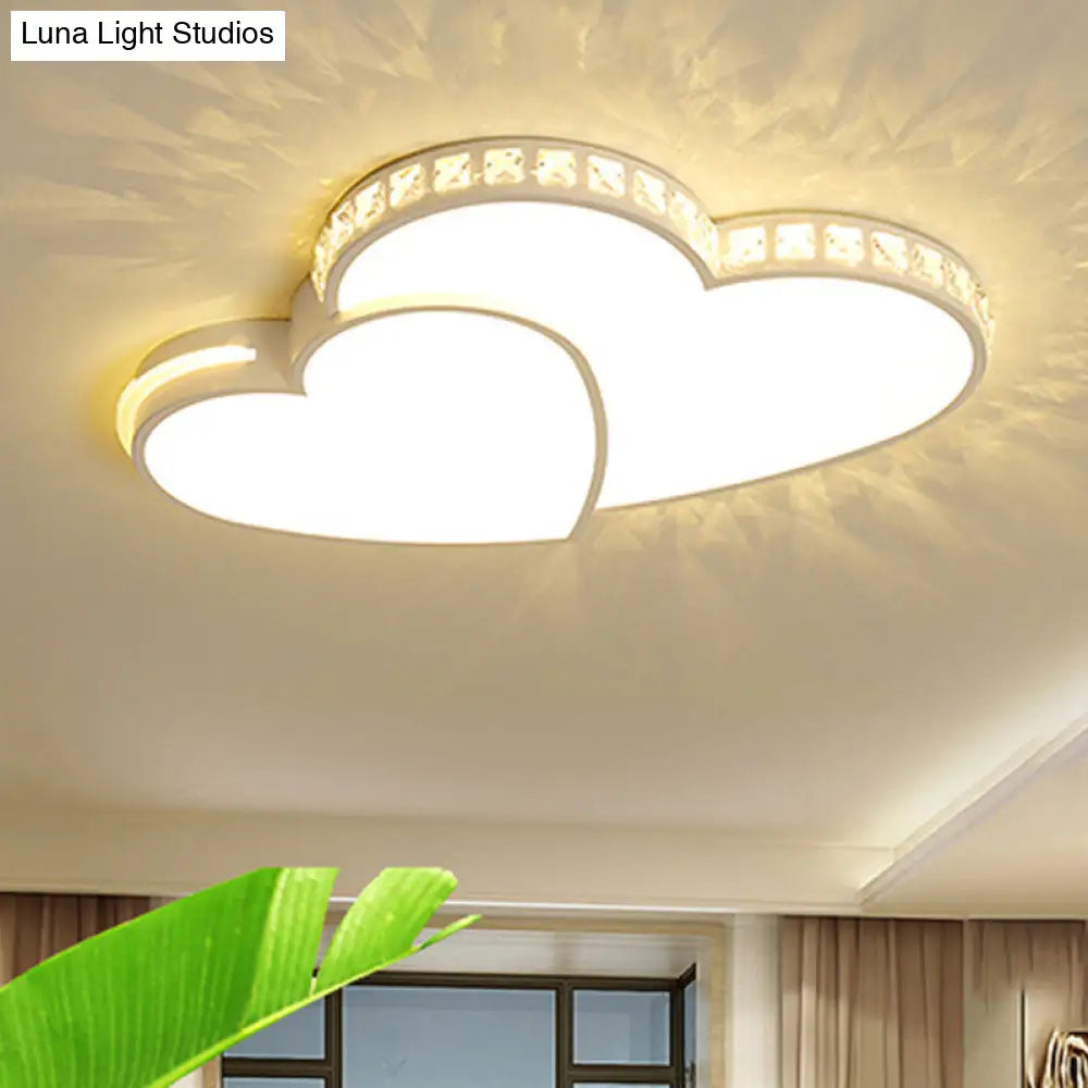 Led Heart Flush Mount Ceiling Light - 20.5/24.5 Simple White Acrylic Warm/White/3 Color Ideal For