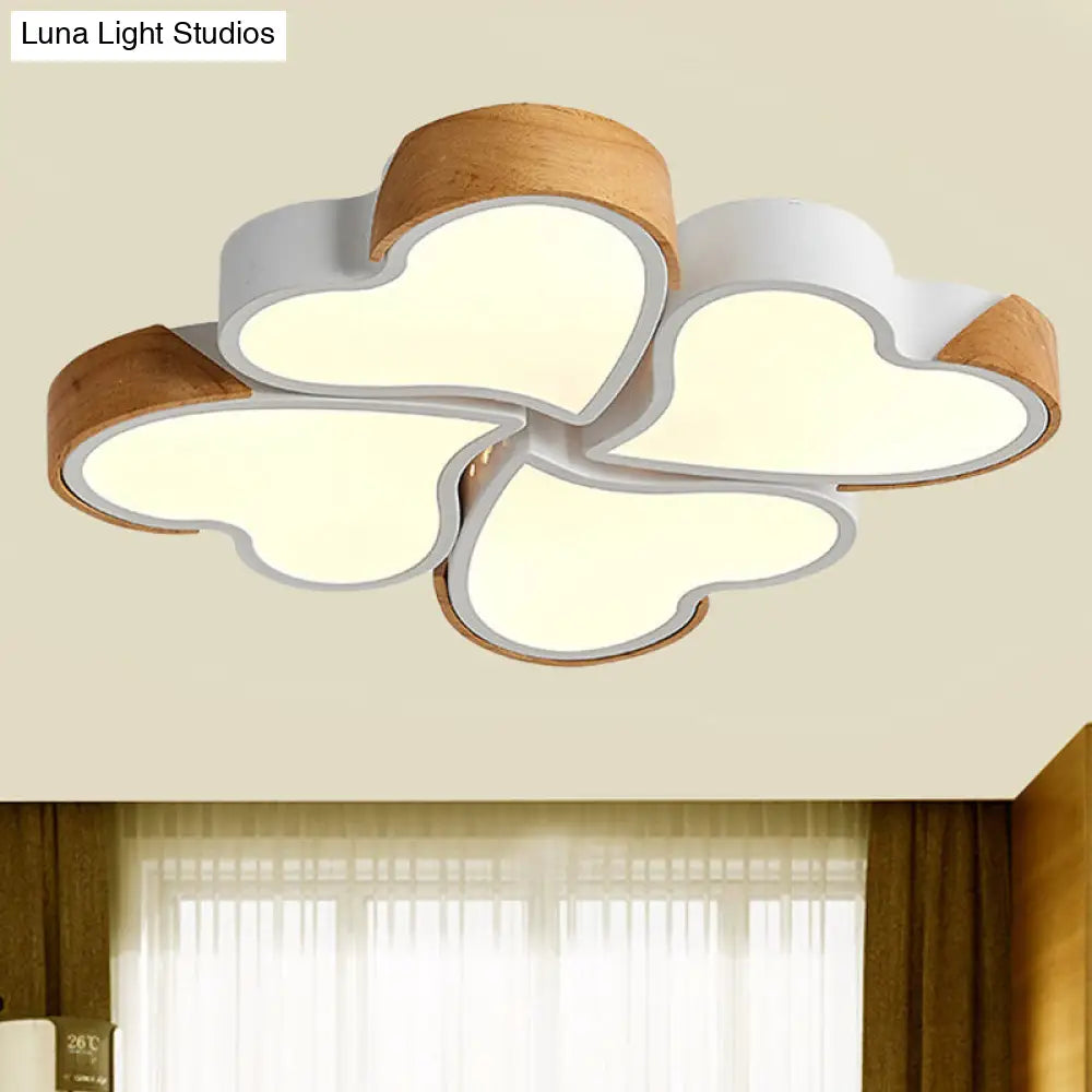 Led Heart Shape Ceiling Lights In White For Kids Bedrooms Acrylic Material / 19.5